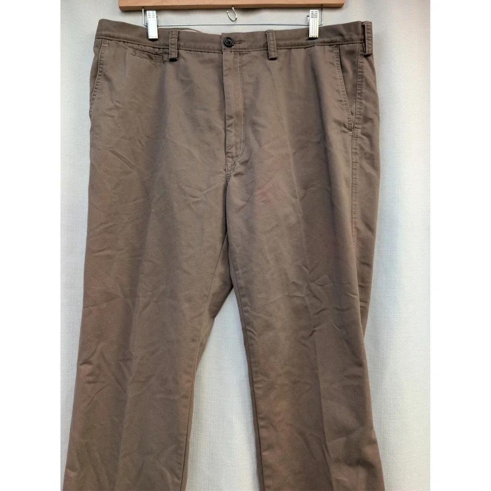 HAGGAR Life Khaki Pants Mens 40x32 Brown Relaxed Straight Repreve Blend